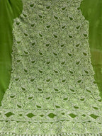 Green Yellow Hand-Embroidered Festive Kurta Set Chiffon Material with Dupatta