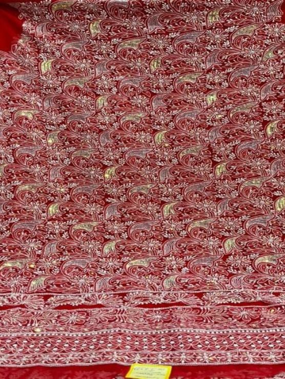 Ruby Red Kurta Set Chiffon  Material