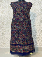 Navy Blue Heritage Kurta Set Chiffon Dress Material with Dupatta