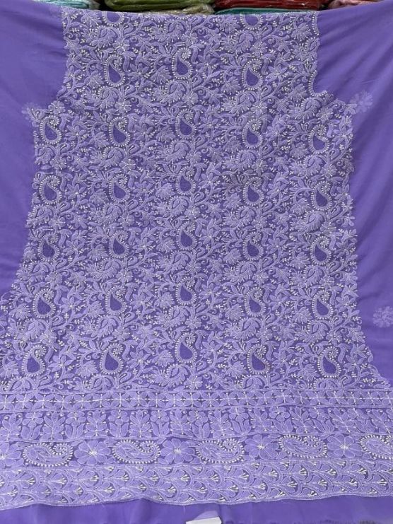 Lavender chiffon Material  with dupatta