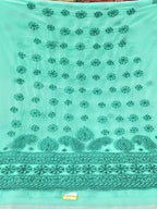 Soft Turquoise / Green hand-embroidery  Chiffon material
