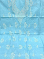 Sky Blue Delicate Lace-Border cotton dress material