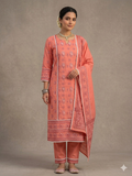 Pristine White and  pink color Heritage Cotton dress material